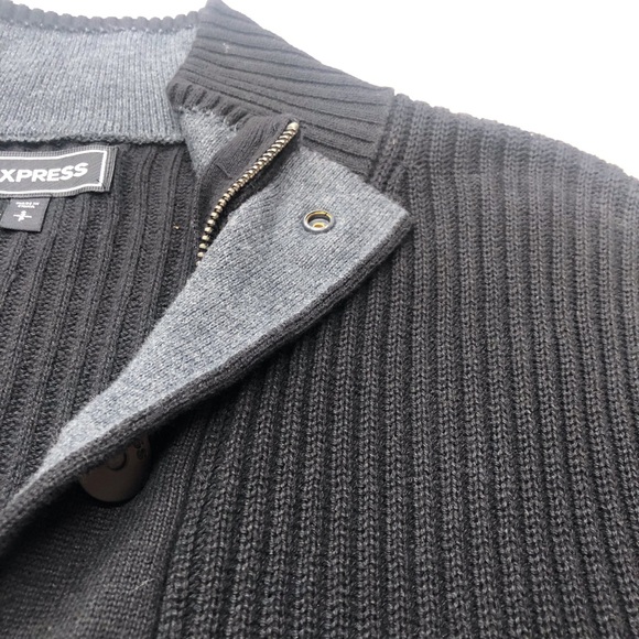 Men's Express Black Knit Cardigan - Picture 12 of 16